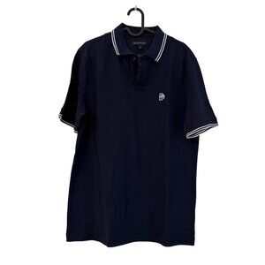 Banana Republic Navy White Trim Logo Short Sleeve Pique Polo Shirt Mens Medium